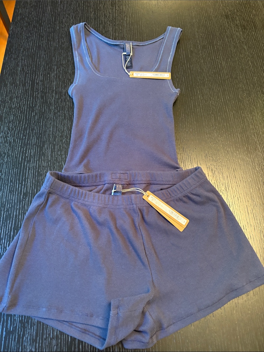 SKIMS-Women’s Ribbed Tank & Short Sleep Set - Navy